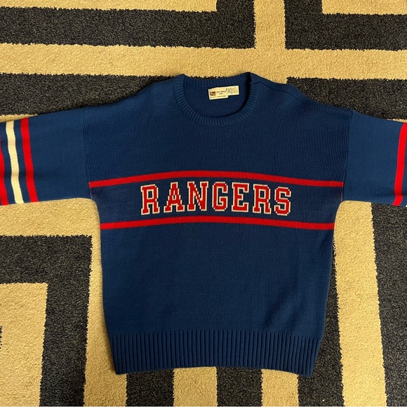 New York Rangers NY RARE VINTAGE  Cliff Engle Sweater Hockey NHL 1980s LARGE - Picture 3 of 9